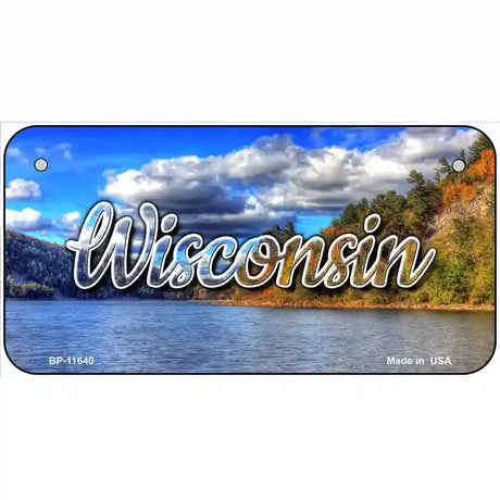 Wisconsin Colorful Lake Novelty Metal State License Plate 6" x 3" (BP)