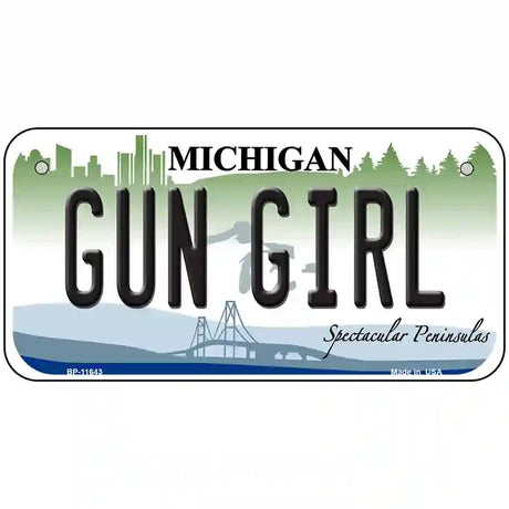 Gun Girl Michigan Novelty License Plate 6" x 3" (BP)