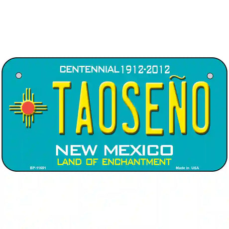 Taoseno Teal New Mexico Novelty License Plate 6" x 3" (BP)