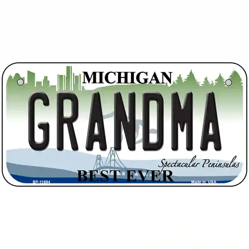 Grandma Michigan Novelty License Plate 6" x 3" (BP)