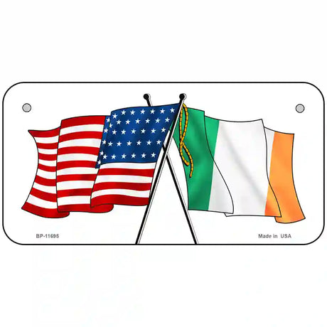 Ireland USA Crossed Flag Novelty License Plate 6" x 3" (BP)