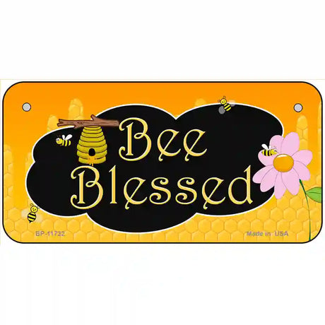 Bee Blessed Honey Hive Novelty License Plate 6" x 3" (BP)