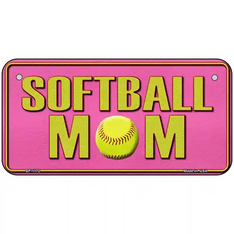 Softball Mom Novelty Metal License Plate 6" x 3" (BP)