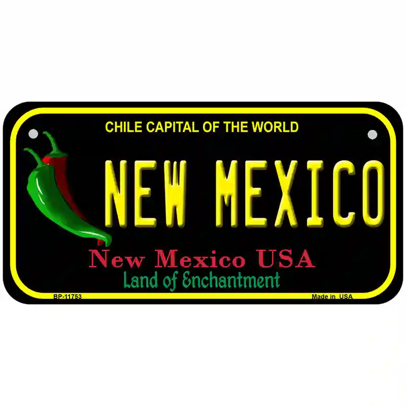 New Mexico Black State License Plate 6" x 3" (BP)