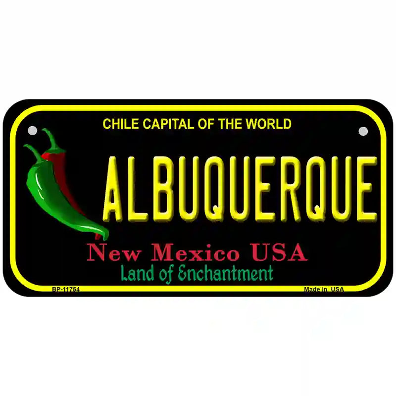 Albuquerque New Mexico Black State License Plate 6" x 3" (BP)