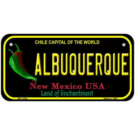 Albuquerque New Mexico Black State License Plate 6" x 3" (BP)