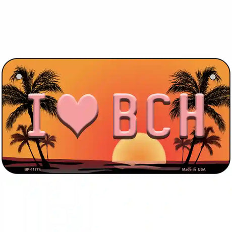 I Love Beach Novelty License Plate 6" x 3" (BP)