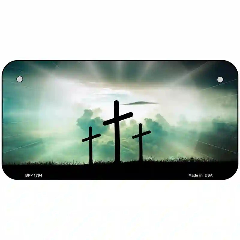 Crosses in the Sun Blue Novelty License Plate 6" x 3" (BP)