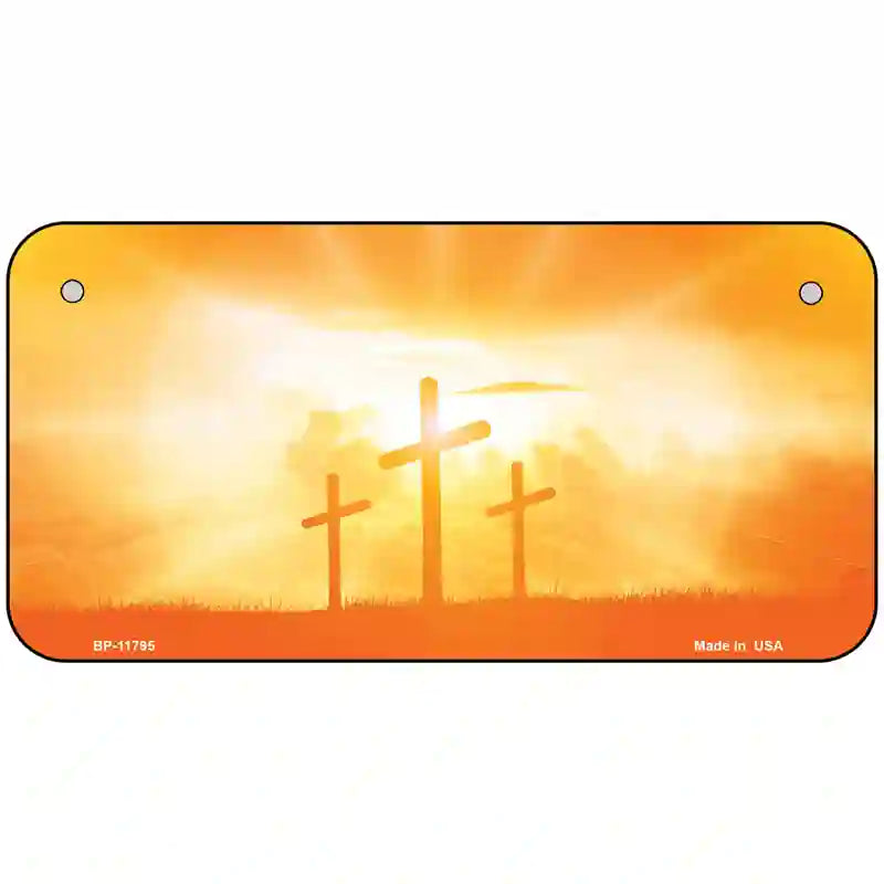 Crosses in the Sun Orange Novelty License Plate 6" x 3" (BP)