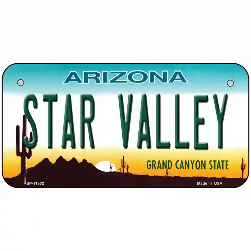 Star Valley Arizona Novelty License Plate 6" x 3" (BP)