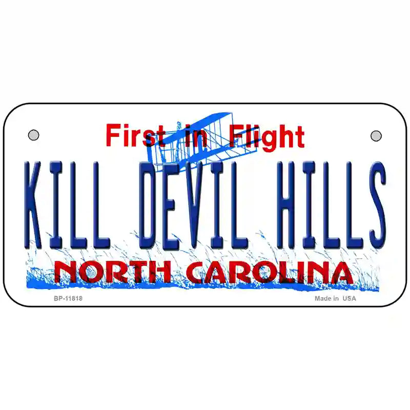 Kill Devil Hills North Carolina Novelty License Plate 6" x 3" (BP)