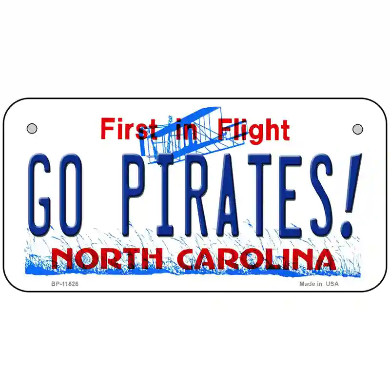 Go Pirates North Carolina Novelty License Plate 6" x 3" (BP)