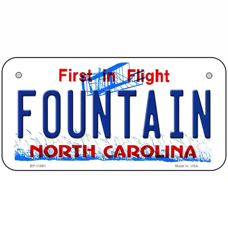 Fountain North Carolina Novelty License Plate 6" x 3" (BP)