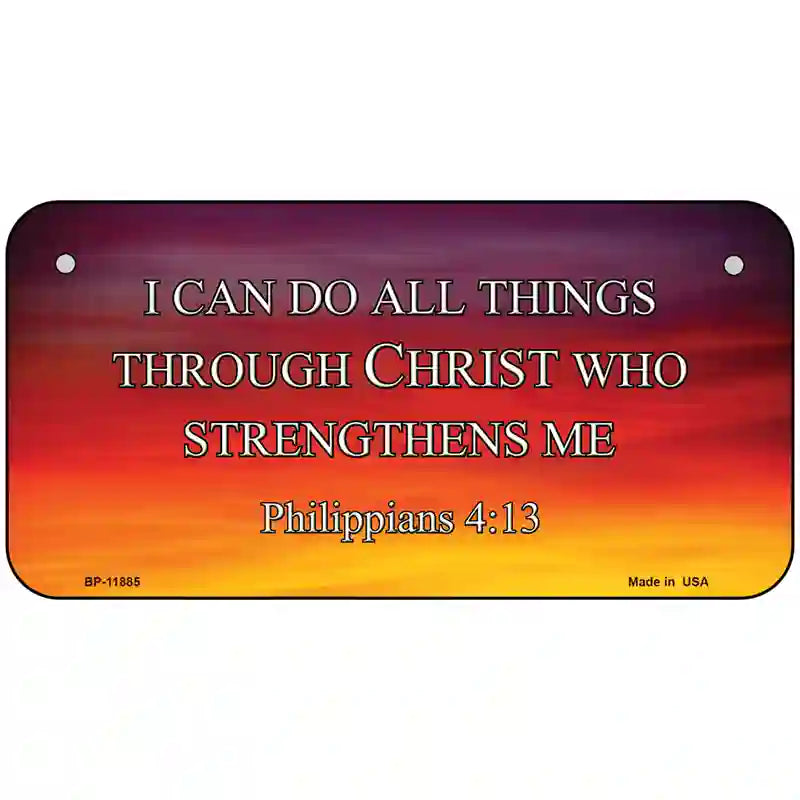 Philippians 4 13 Novelty Metal License Plate 6" x 3" (BP)