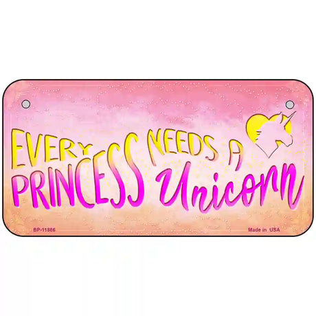 Princess and Unicorn Novelty Metal License Plate 6" x 3" (BP)