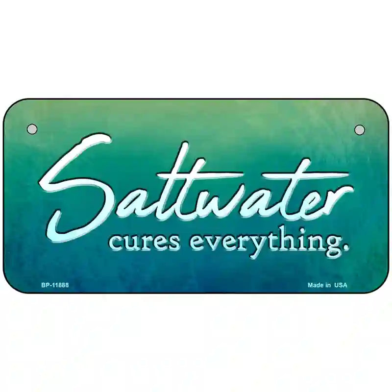 Saltwater Cures Everything Novelty Metal License Plate 6" x 3" (BP)