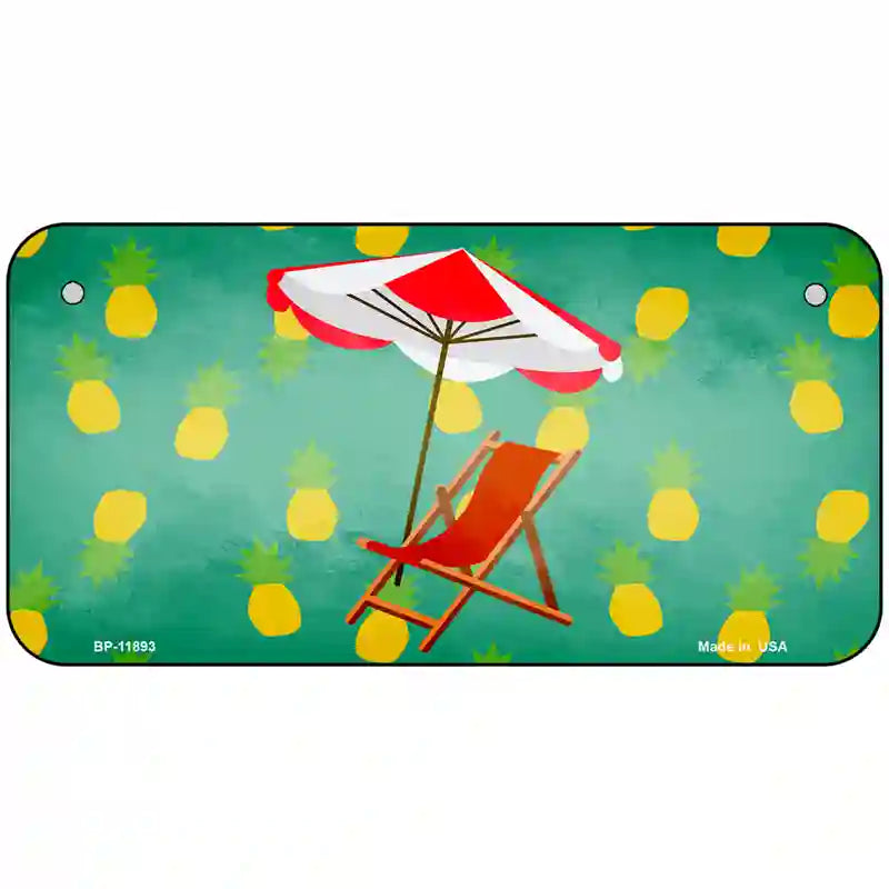 Chair and Umbrella Novelty Metal License Plate 6" x 3" (BP)