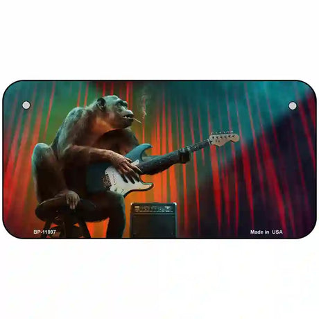 Monkey with Guitar Novelty Metal License Plate 6" x 3" (BP)