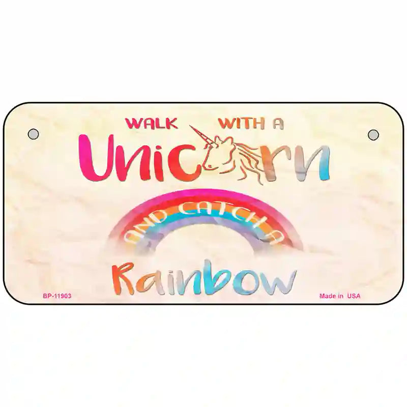 Walk with a Unicorn Novelty Metal License Plate 6" x 3" (BP)