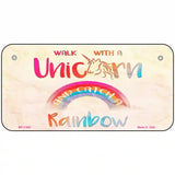 Walk with a Unicorn Novelty Metal License Plate 6" x 3" (BP)