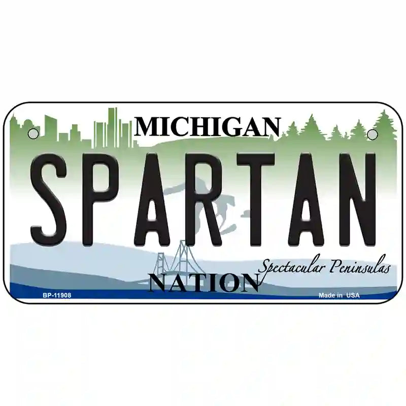 Michigan Spartan Novelty Metal License Plate 6" x 3" (BP)