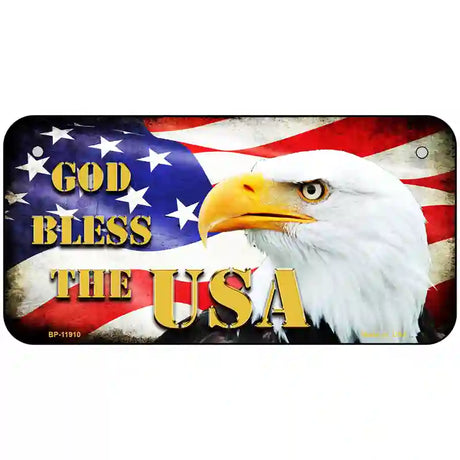 God Bless The USA Novelty Metal License Plate 6" x 3" (BP)