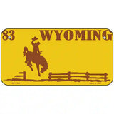 Wyoming Yellow Novelty Metal License Plate 6" x 3" (BP)