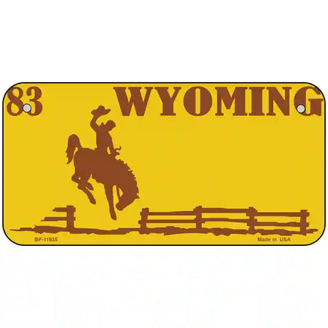 Wyoming Yellow Novelty Metal License Plate 6" x 3" (BP)