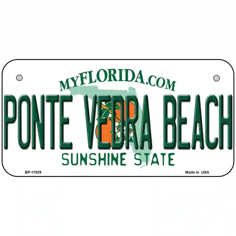 Florida Ponte Vedra Beach Novelty Metal License Plate 6" x 3" (BP)