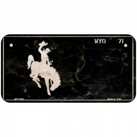 Wyoming Black Rusty Novelty Metal License Plate 6" x 3" (BP)