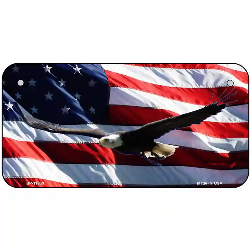 Soaring Eagle Flag Novelty Metal License Plate 6" x 3" (BP)