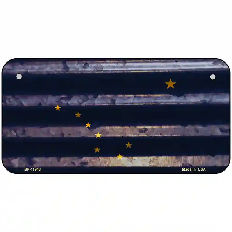 Alaska Corrugated Flag Novelty License Plate 6" x 3" (BP)