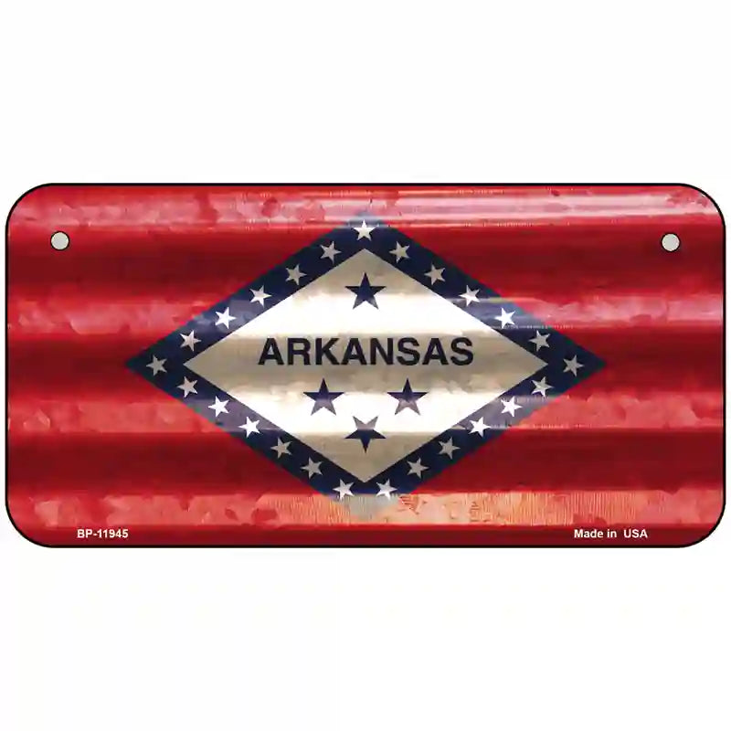 Arkansas Corrugated Flag Novelty License Plate 6" x 3" (BP)