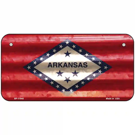 Arkansas Corrugated Flag Novelty License Plate 6" x 3" (BP)