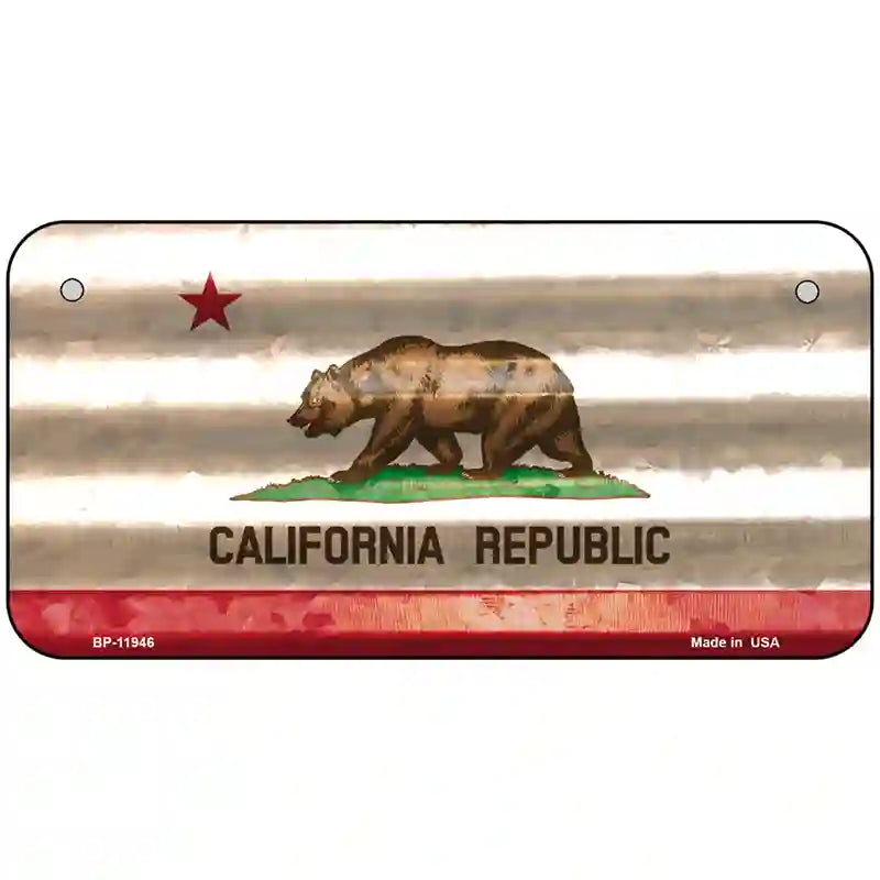 California Corrugated Flag Novelty License Plate 6" x 3" (BP)