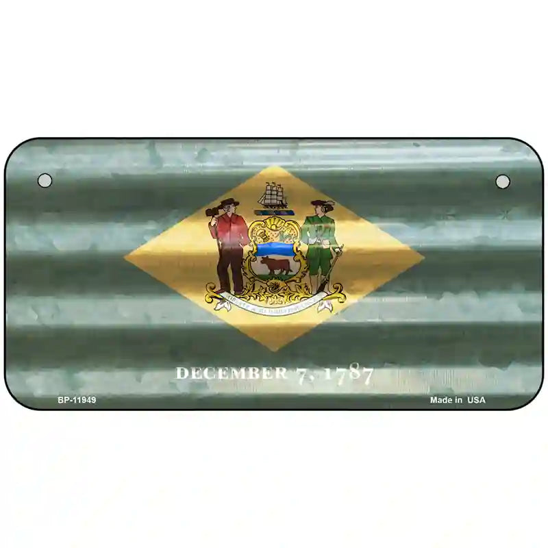 Delaware Corrugated Flag Novelty License Plate 6" x 3" (BP)