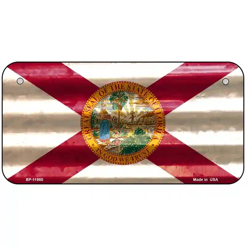 Florida Corrugated Flag Novelty License Plate 6" x 3" (BP)