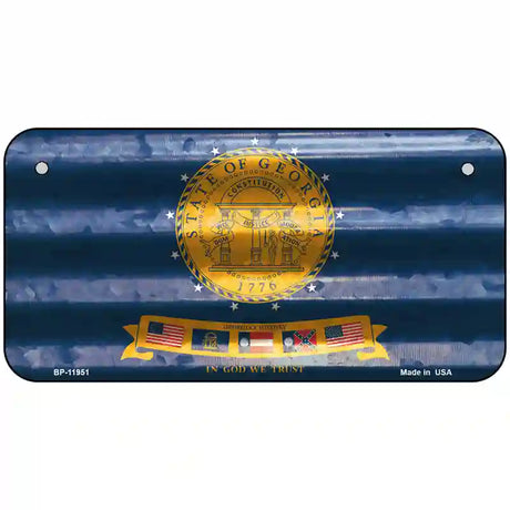 Georgia Corrugated Flag Novelty License Plate 6" x 3" (BP)