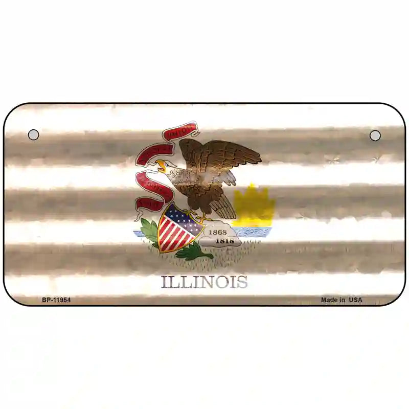 Illinois Corrugated Flag Novelty License Plate 6" x 3" (BP)