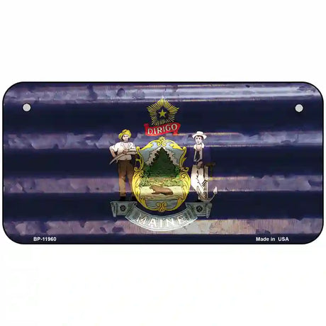 Maine Corrugated Flag Novelty License Plate 6" x 3" (BP)