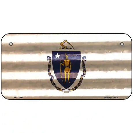 Massachusetts Corrugated Flag Novelty License Plate 6" x 3" (BP)