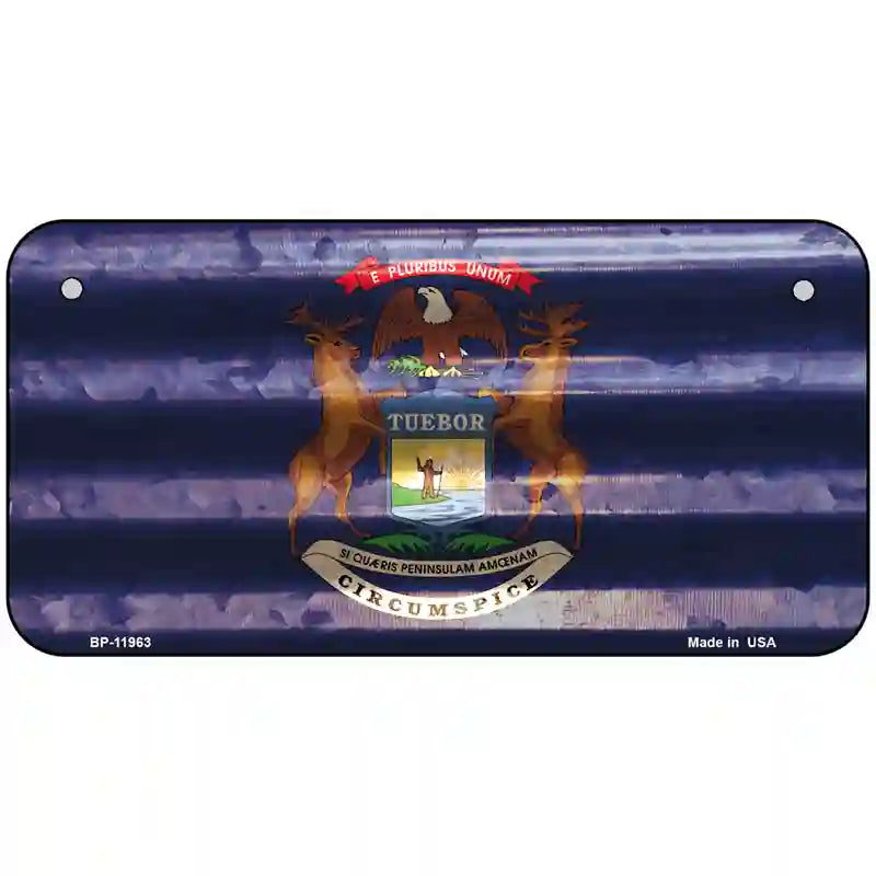 Michigan Corrugated Flag Novelty License Plate 6" x 3" (BP)