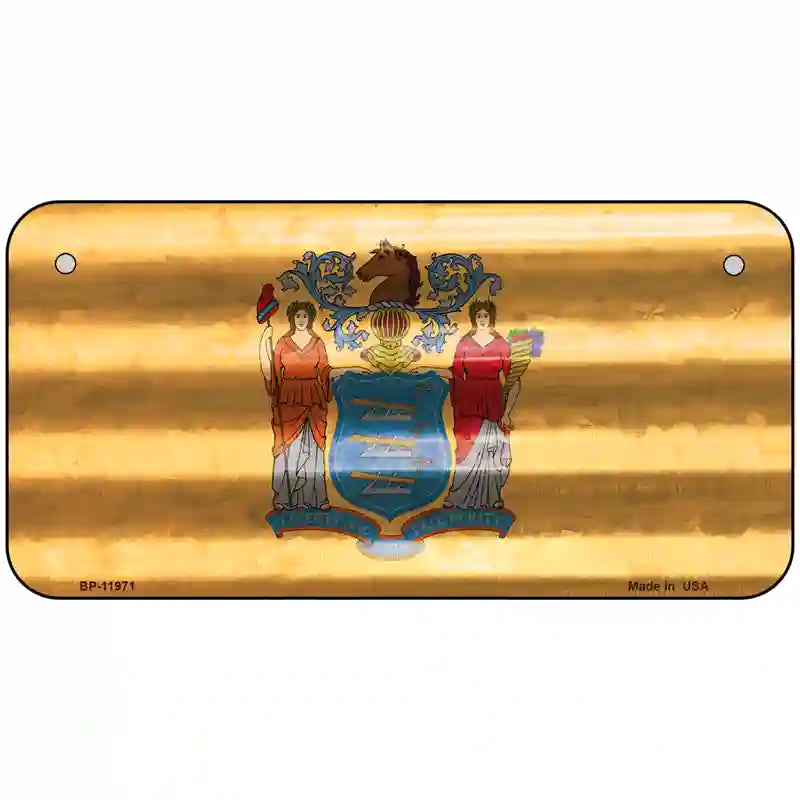 New Jersey Corrugated Flag Novelty License Plate 6" x 3" (BP)