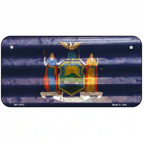 New York Corrugated Flag Novelty License Plate 6" x 3" (BP)