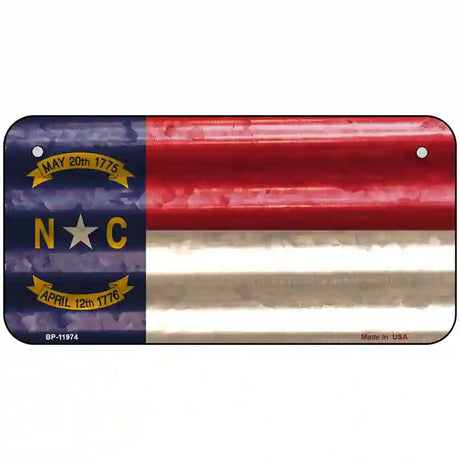 North Carolina Corrugated Flag Novelty License Plate 6" x 3" (BP)