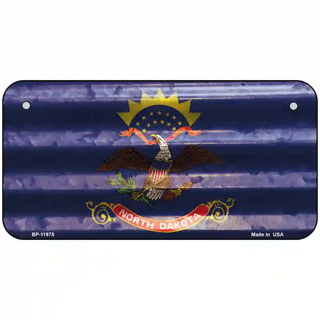 North Dakota Corrugated Flag Novelty License Plate 6" x 3" (BP)