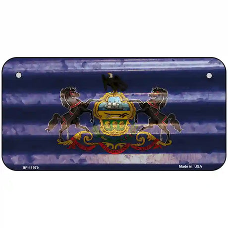 Pennsylvania Corrugated Flag Novelty License Plate 6" x 3" (BP)