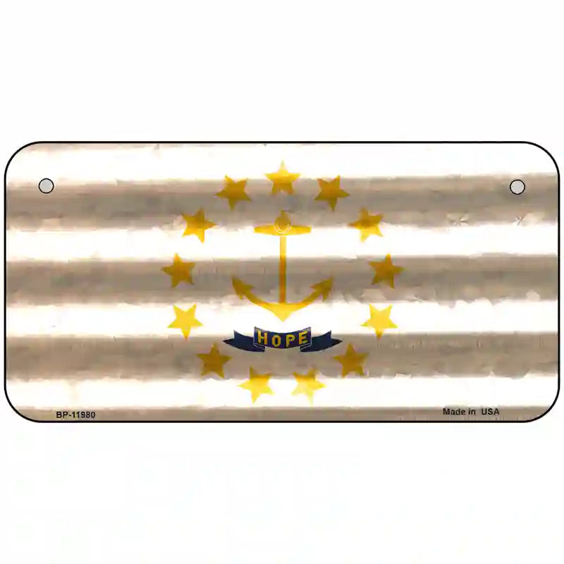 Rhode Island Corrugated Flag Novelty License Plate 6" x 3" (BP)