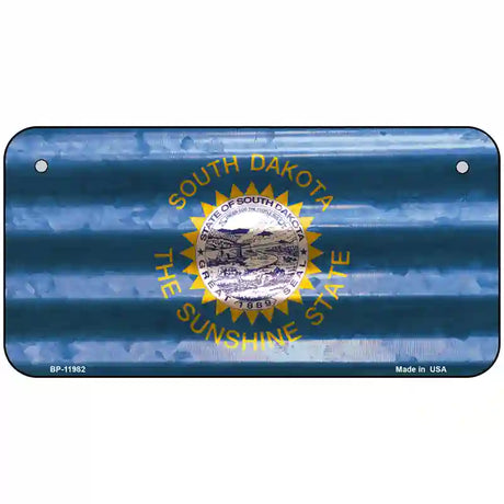 South Dakota Corrugated Flag Novelty License Plate 6" x 3" (BP)