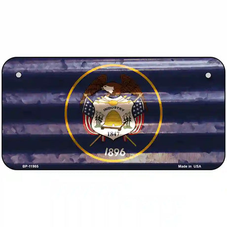 Utah Corrugated Flag Novelty License Plate 6" x 3" (BP)